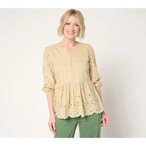 LOGO Lavish by Lori Goldstein 100% Cotton Medium Pale Khaki